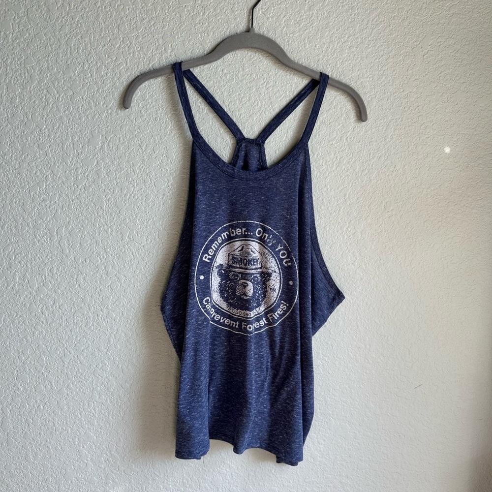 💙Smokey The Bear Prevent Forest Fires Navy Graphic Tank Top